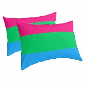 Edwiinsa Pink Green Blue Pillow Covers Standard Size Set of 2 20x26 Bed Pillow, Modern Abstract Art Aesthetics Striped Plush Soft Comfort for Hair/Skin Cooling Pillowcases with Envelop Closure