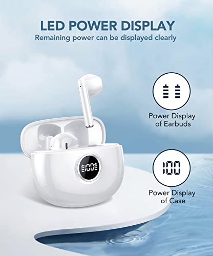 IKG Bluetooth in-Ear Headphones, Wireless Bluetooth 5.3 Headphones with Microphone, HiFi Stereo Sound, 37 Hours Battery Life, IP7 Waterproof, LED Display, in-Ear Headphones Bluetooth