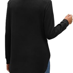 WEESO Tunic Sweatshirts for Women Loose Fit Trendy Casual Tops Black Sweaters XL