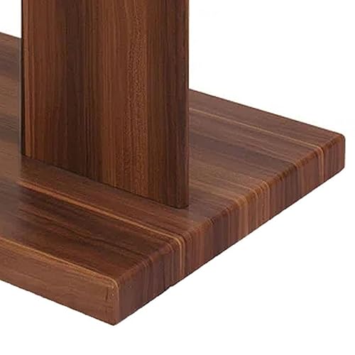 Benjara Liam 47 Inch Rectangular Coffee Table, Wood, Pedestal Base, Glass Top, Brown, Black