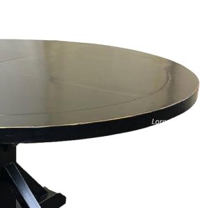 Benjara Sona 59 Inch Round Dining Table, Pedestal Base, Sanded Antique Black Wood