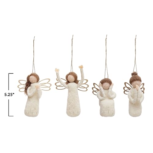 Creative Co-Op Wool Felt Angel Ornament, 4 Styles