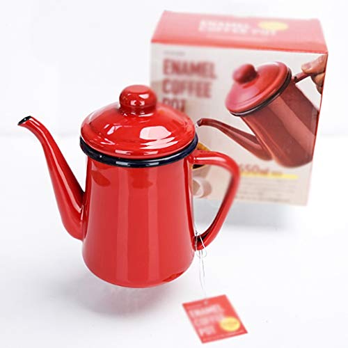 FURLOU Kettle for Stove top Enamel Kettle Red Gooseneck Kettle Creative Retro Stovetop Natural Gas Teapot for Use at Home Or Campsite Kitchen Supplies Teapots