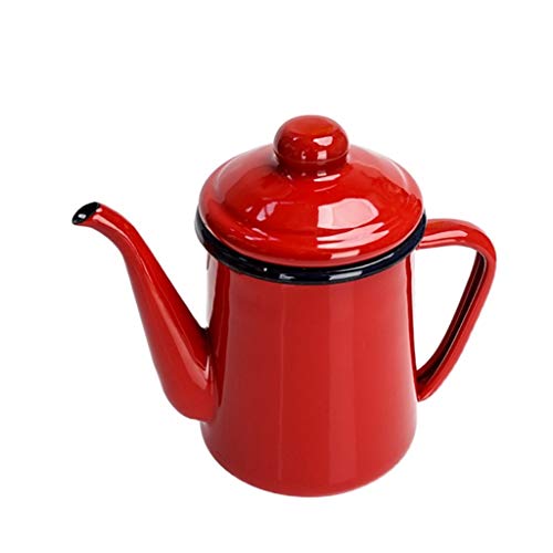 FURLOU Kettle for Stove top Enamel Kettle Red Gooseneck Kettle Creative Retro Stovetop Natural Gas Teapot for Use at Home Or Campsite Kitchen Supplies Teapots