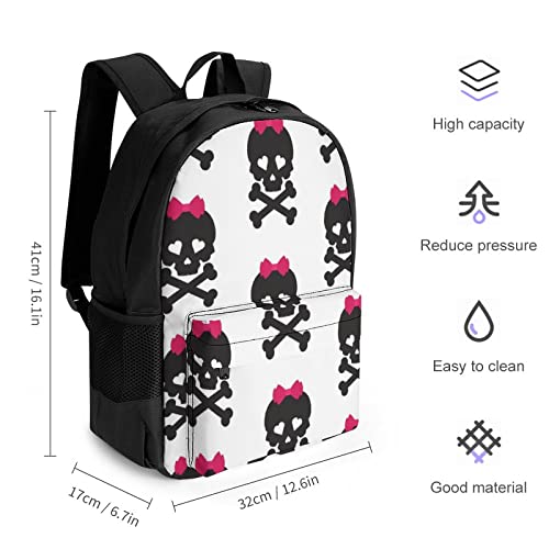 Lightweight Casual Laptop Backpack For Men And Women, Bookbag For College Compatible With Skull Pattern