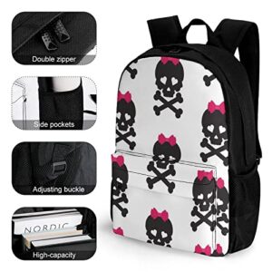 Lightweight Casual Laptop Backpack For Men And Women, Bookbag For College Compatible With Skull Pattern