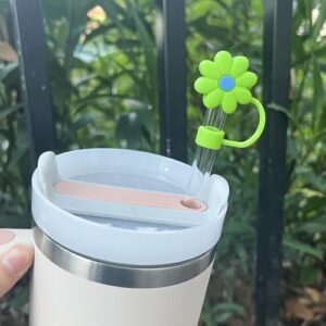 7 PCS Silicone Straw Covers Cap Compatible with Stanley 30&40 Oz Cup, 10mm Cute Flower Straw Toppers for Tumblers, Dust-Proof Drinking Straw Caps for Reusable Straws Tips Lids