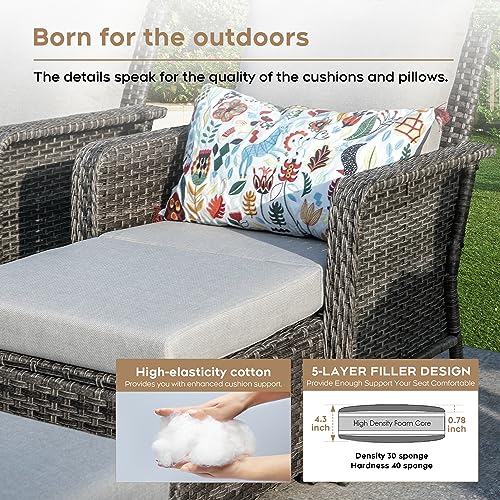 Yechen 9 Pieces Outdoor Patio Furniture, PE Rattan Wicker Conversation Set with 44" 55000BTU Fire Pit Table Sectional Sofa Sets, Patio Conversation Sets for Yard, Pool, Beige