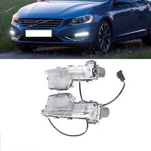 WOZIES 1Pair For Volvo S60 2014-2018 Front Bumper Fog Light DRL Daytime Running Lamp 31434567 31434568