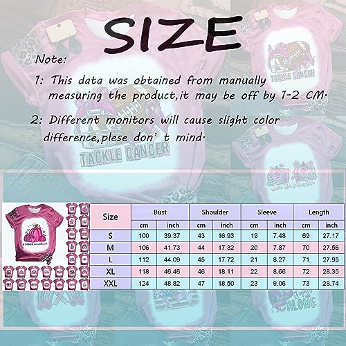 in October We Wear Pink Shirts Breast Cancer Shirts Women Breast Cancer Awareness T-Shirt Pink Ribbon Graphic Tees Bleached Short Sleeve Top A1-Pink, X-Large