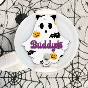 personalized ghost tumbler name tag, stanley tumbler id tags, custom name tag for cup lids, name plate stanley tumbler name plate, name tumbler id tag, stanley straw topper, halloween tumbler name tag