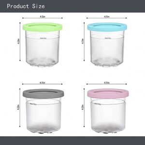 EVANEM 2/4/6PCS Creami Pint Containers, for Ninja Ice Cream Maker Cups,16 OZ Creami Deluxe Airtight,Reusable Compatible NC301 NC300 NC299AMZ Series Ice Cream Maker,Blue-4PCS