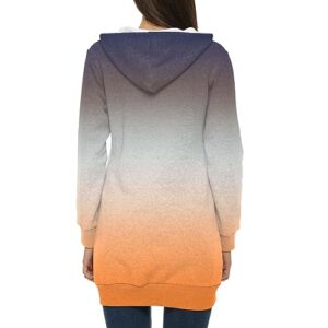 Rpvati Womens Zip Up Hoodies Fall Long Sleeves Hooded Tunic Sweatshirts Lightweight Gradient Tie Dyed Outfit Long Hoodie Jacket for Women Sudaderas De Mujer Orange L