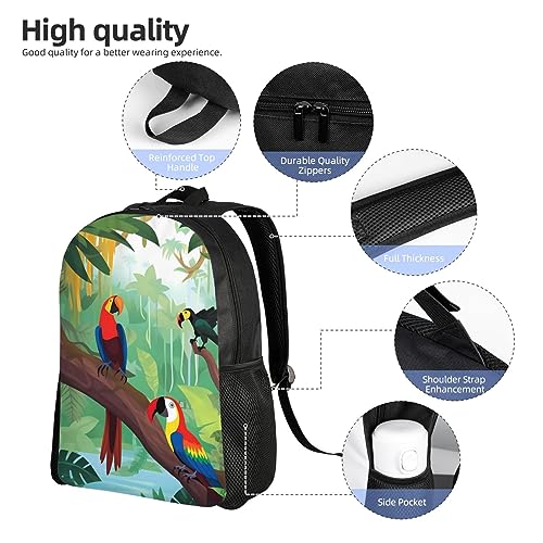 RLDOBOFE Macaw and Toucan of Rainforests Backpack For Women Men Travel Laptop Backpack Rucksack Casual Daypack Lightweight Travel Bag
