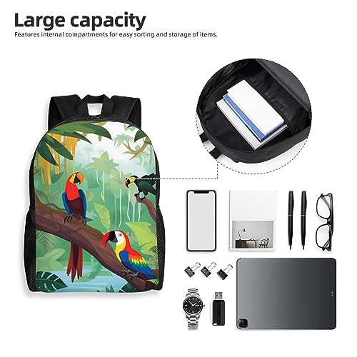 RLDOBOFE Macaw and Toucan of Rainforests Backpack For Women Men Travel Laptop Backpack Rucksack Casual Daypack Lightweight Travel Bag