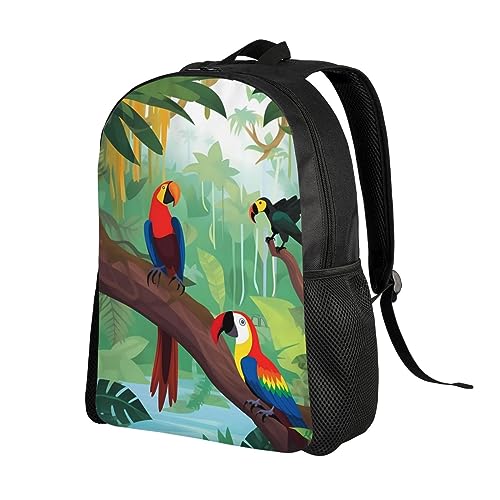 RLDOBOFE Macaw and Toucan of Rainforests Backpack For Women Men Travel Laptop Backpack Rucksack Casual Daypack Lightweight Travel Bag