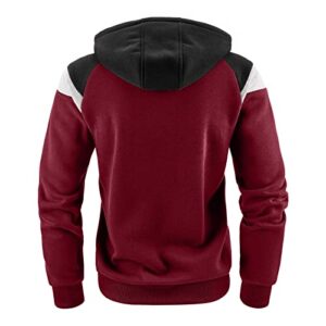 ORT Zip Up Hoodie Men Y2K Mens Slim Fit Lightweight Zip Up Hoodie with Pockets Long Sleeve Full-Zip Hooded Sweatshirt Y2K Hoodie Wine