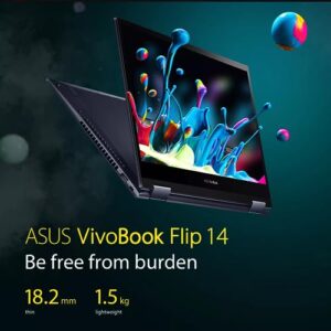 ASUS Newest Thin and Light VivoBook, 14 HD Touchscreen 2-in-1 Laptop, 4GB RAM, 128GB (64G SSD+64G MSD), Intel Celeron Processor, Type-C,HDMI, Microsoft 365 Personal 1-Year, Windows 11 S