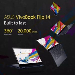 ASUS Newest Thin and Light VivoBook, 14 HD Touchscreen 2-in-1 Laptop, 4GB RAM, 128GB (64G SSD+64G MSD), Intel Celeron Processor, Type-C,HDMI, Microsoft 365 Personal 1-Year, Windows 11 S