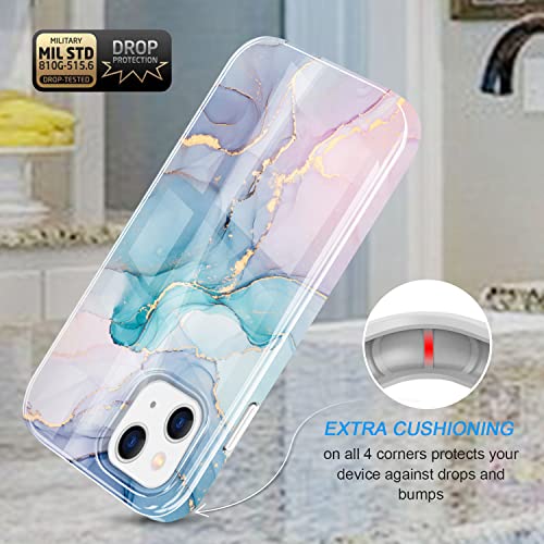 luolnh Gold Glitter Sparkle Case Compatible with iPhone 14 Plus Case Marble Design Shockproof Silicone Bumper Cover Phone Case for iPhone 14 Plus 6.7 Inch(Aqua Green/Purple)