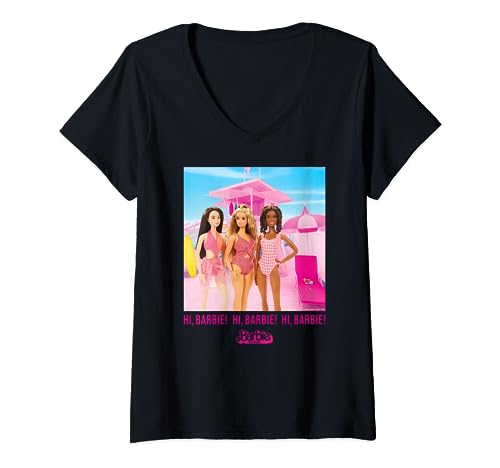 Barbie The Movie - Hi Barbie Beach V-Neck T-Shirt