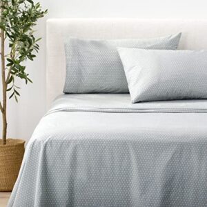 Nate Home mDesign by Nate Berkus 200TC 5-Piece Cotton Percale Sheet Set | from mDesign - Full Size - 1 Flat Sheet/1 Fitted Sheet/2 Standard Pillowcases/1 Accent Pillow, Limestone/Parchment