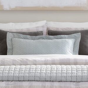 Nate Home mDesign by Nate Berkus 200TC 5-Piece Cotton Percale Sheet Set | from mDesign - Full Size - 1 Flat Sheet/1 Fitted Sheet/2 Standard Pillowcases/1 Accent Pillow, Limestone/Parchment