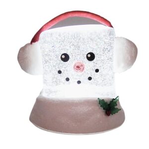 snowman swirling snow cube, freestanding christmas decoration, festive holiday décor, 6.25 inches