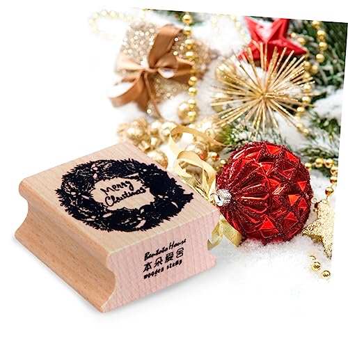 NOLITOY Wooden Christmas 3pcs Wood Suit Vintage Card Making Rubber Christmas Wood Stamper Christmas Stampers Wooden Stamper Stampers Party Favors Pine Cones Paint Gift Earth Tones Wreath
