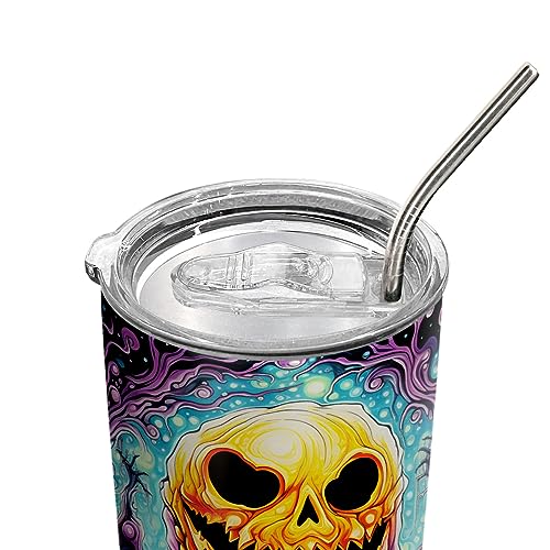 ORCAE 20oz Halloween Tumbler, Boo Boo Ghost, Ghost Tumbler, Trick or Treat, Pumpkin Ghost Tumbler Cup, Insulated Travel Mug with Lid, Coffee Thermos for Men, Women, Halloween Gifts - G