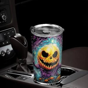 ORCAE 20oz Halloween Tumbler, Boo Boo Ghost, Ghost Tumbler, Trick or Treat, Pumpkin Ghost Tumbler Cup, Insulated Travel Mug with Lid, Coffee Thermos for Men, Women, Halloween Gifts - G