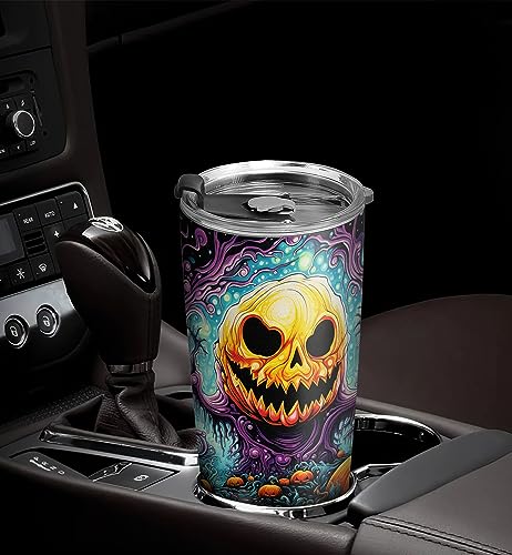 ORCAE 20oz Halloween Tumbler, Boo Boo Ghost, Ghost Tumbler, Trick or Treat, Pumpkin Ghost Tumbler Cup, Insulated Travel Mug with Lid, Coffee Thermos for Men, Women, Halloween Gifts - G