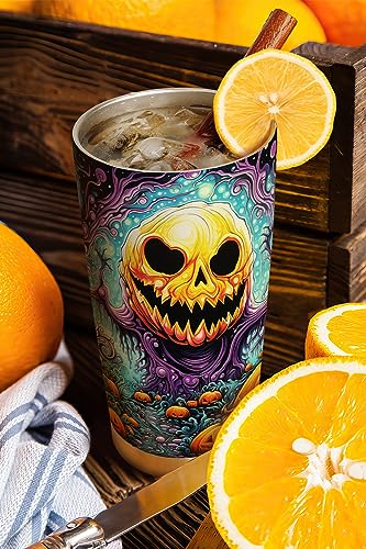 ORCAE 20oz Halloween Tumbler, Boo Boo Ghost, Ghost Tumbler, Trick or Treat, Pumpkin Ghost Tumbler Cup, Insulated Travel Mug with Lid, Coffee Thermos for Men, Women, Halloween Gifts - G