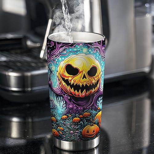 ORCAE 20oz Halloween Tumbler, Boo Boo Ghost, Ghost Tumbler, Trick or Treat, Pumpkin Ghost Tumbler Cup, Insulated Travel Mug with Lid, Coffee Thermos for Men, Women, Halloween Gifts - G