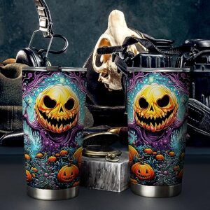 ORCAE 20oz Halloween Tumbler, Boo Boo Ghost, Ghost Tumbler, Trick or Treat, Pumpkin Ghost Tumbler Cup, Insulated Travel Mug with Lid, Coffee Thermos for Men, Women, Halloween Gifts - G