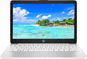 hp 2023 lightweight 11" hd ips laptop, intel celeron n processor up to 2.58ghz, 4gb ram, 64gb storage, super-fast wifi, hdmi, webcam, windows 11 os, cotton white (renewed)
