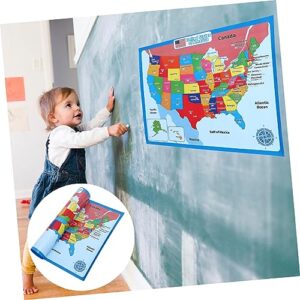 Ciieeo 1 Sheet United States map US map poster school accessory kids supplies playroom decor usa map for kids school supply portable synthetic paper hanging pictures child