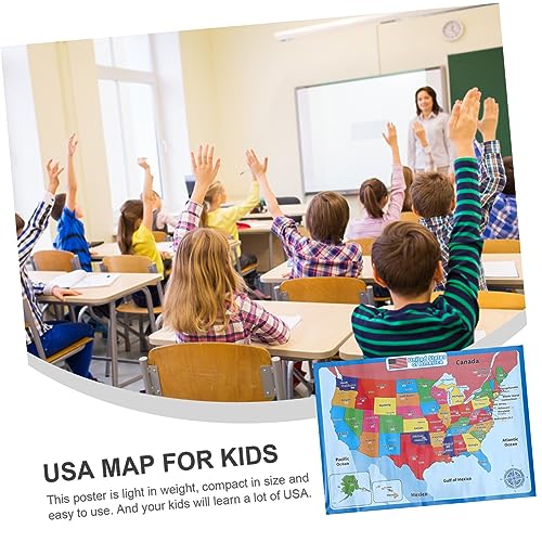 Ciieeo US Map 1 Sheet United States map accessories supplies accessory usa map for playroom decor supplies portable synthetic paper Interesting Map Poster