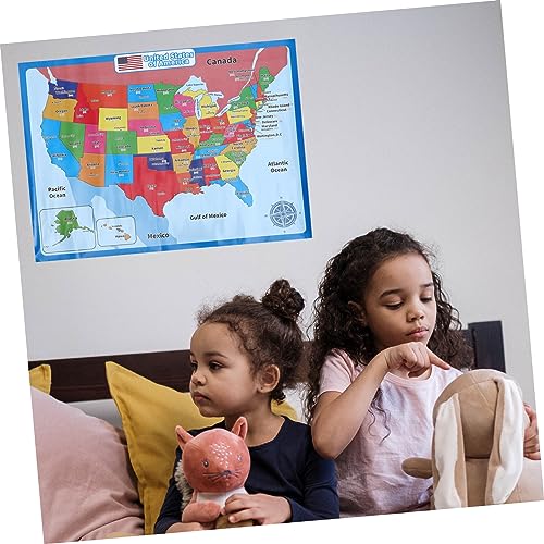 Ciieeo US Map 1 Sheet United States map accessories supplies accessory usa map for playroom decor supplies portable synthetic paper Interesting Map Poster