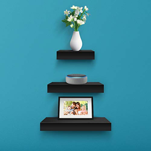 Sorbus Floating Shelves Bundle - Set of 5 Wall Shelves - 2 Square Tile Shelves & 3 Flat Floating Shelves - Hanging Wall Shelves for Home Decor