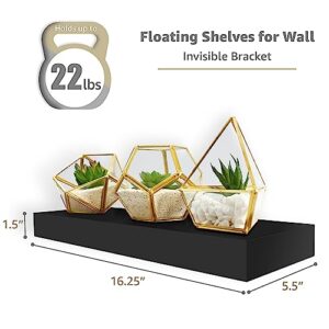 Sorbus Floating Shelves Bundle - Set of 5 Wall Shelves - 2 Square Tile Shelves & 3 Flat Floating Shelves - Hanging Wall Shelves for Home Decor