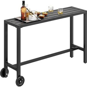 yitahome outdoor bar table, 39" narrow bar table, durable bar height table for balcony, patio, garden, yard, poolside, black