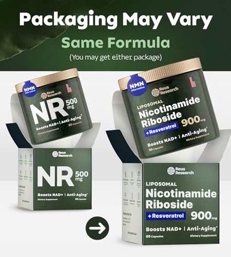 Reus Research NMN Supplement Alternative - Liposomal Nicotinamide Riboside w/Resveratrol & Quercetin by Reus Research - High Purity NAD Supplement for Anti-Aging, Energy, Focus - 80 Capsules