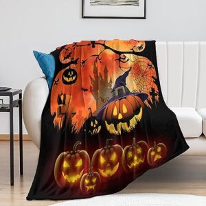 Cartoon Halloween Night Blankets for Couch and Bed Horror Forest Castle Throws Blankets Soft Cozy Lightweight Decorative Warm Blanket for Womens Mens Gift 40"x50"