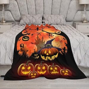 Cartoon Halloween Night Blankets for Couch and Bed Horror Forest Castle Throws Blankets Soft Cozy Lightweight Decorative Warm Blanket for Womens Mens Gift 40"x50"