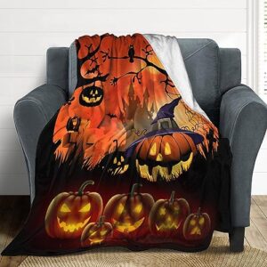 Cartoon Halloween Night Blankets for Couch and Bed Horror Forest Castle Throws Blankets Soft Cozy Lightweight Decorative Warm Blanket for Womens Mens Gift 40"x50"