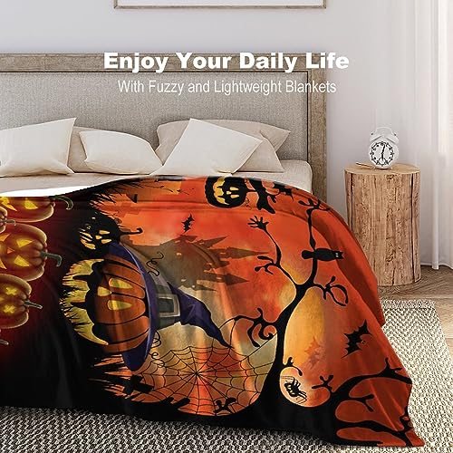 Cartoon Halloween Night Blankets for Couch and Bed Horror Forest Castle Throws Blankets Soft Cozy Lightweight Decorative Warm Blanket for Womens Mens Gift 40"x50"