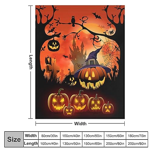 Cartoon Halloween Night Blankets for Couch and Bed Horror Forest Castle Throws Blankets Soft Cozy Lightweight Decorative Warm Blanket for Womens Mens Gift 40"x50"