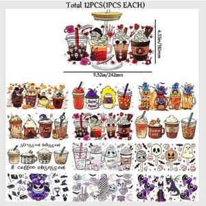 UV DTF Cup Wrap Transfer Stickers for Glass Cups Halloween Cups UV DTF Cup Wrap Transfer Cup Stickers Decals Waterproof Rub on Transfers for Crafts Vintage(Halloween-Cups)