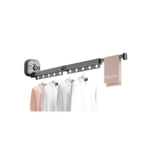 MILLTO No Punch Suction Folding Clothes Drying Rack Indoor Household Portable Balcony Invisible Telescopic Hanging Window Clothes Drying Rod (23.2in)